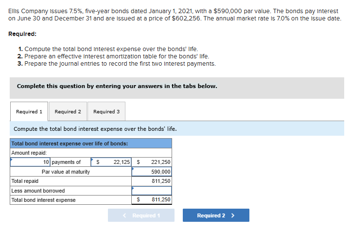  ellis Company issues 7.5%, five-year bonds dated January 1,2021, with a