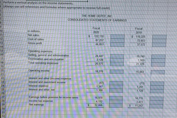  how do you calculate the percentages? Perform a vertical analysis on