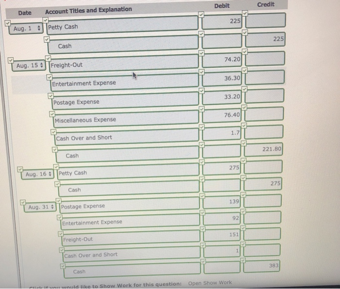 (Part Level Submission) Cheyenne Corp. Maintains a petty cash fund for small