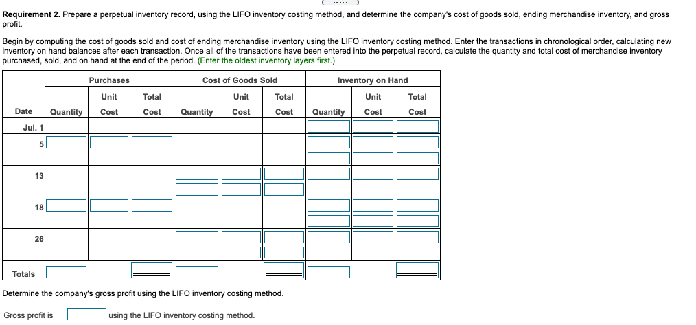 inventory costing method, and determine the company's cost of goods sold, ending