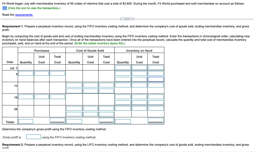 merchandise invento and gross profit. Begin by computing the cost of goods