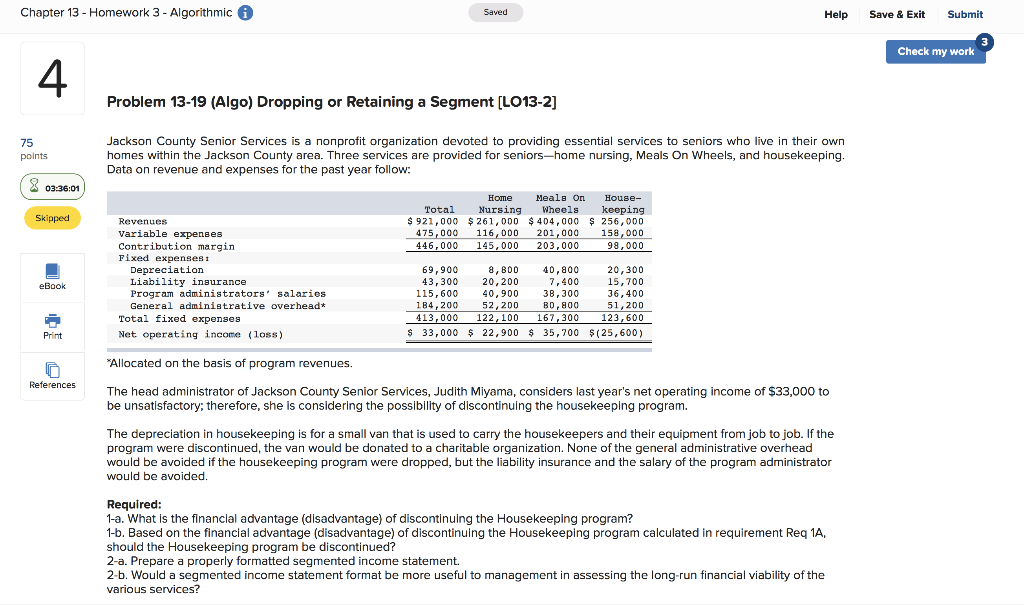  Chapter 13 - Homework 3 - Algorithmic 6 Saved Help Save