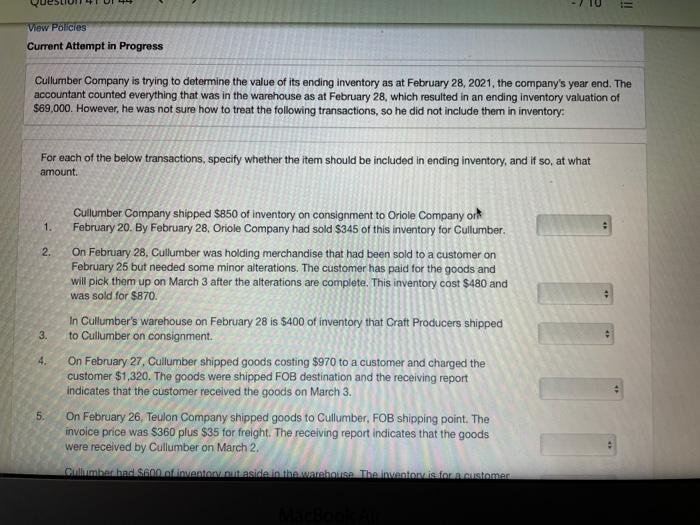  = View Policies Current Attempt in Progress Cullumber Company is trying