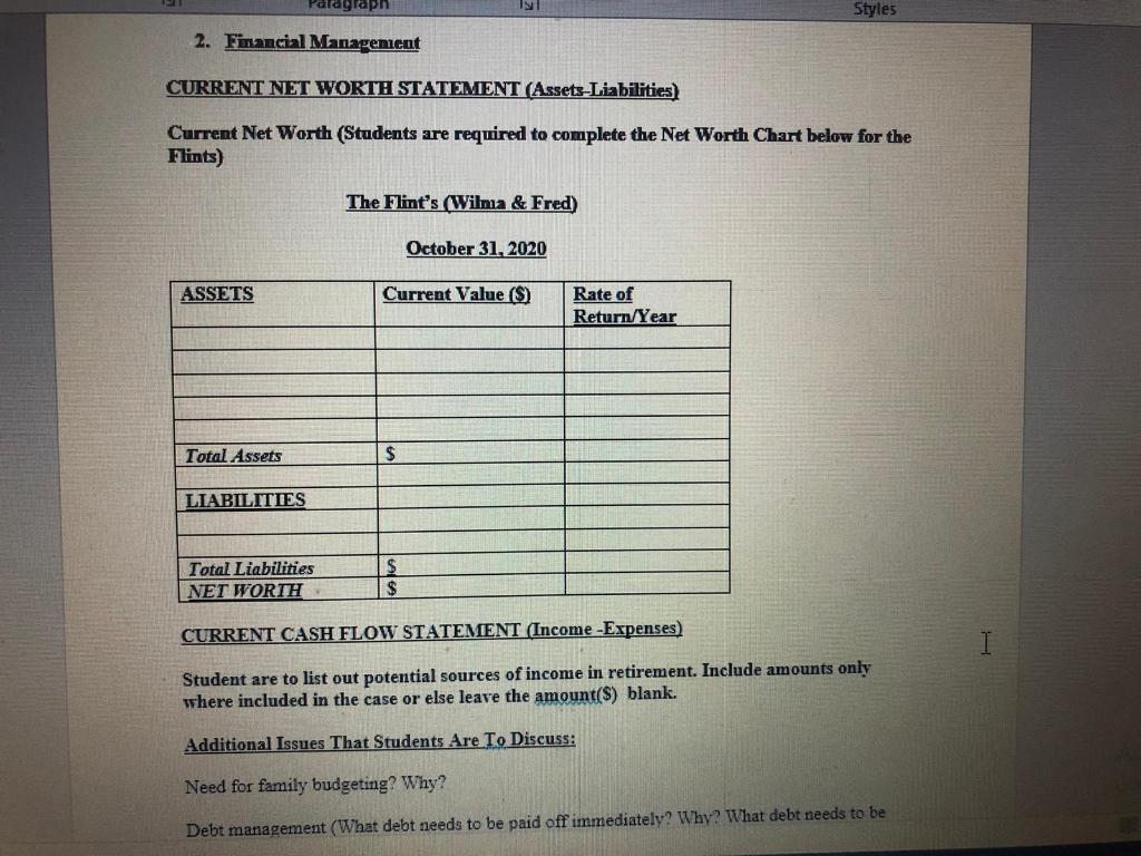 to meet with your new clients, Fred & Wilma Flint. Prior to