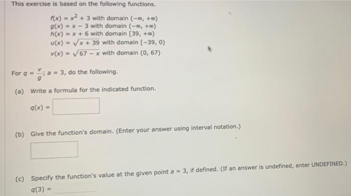  This exercise is based on the following functions. Fx) = x2