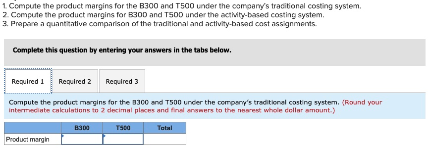 and the T500. An absorption costing income statement for the most recent