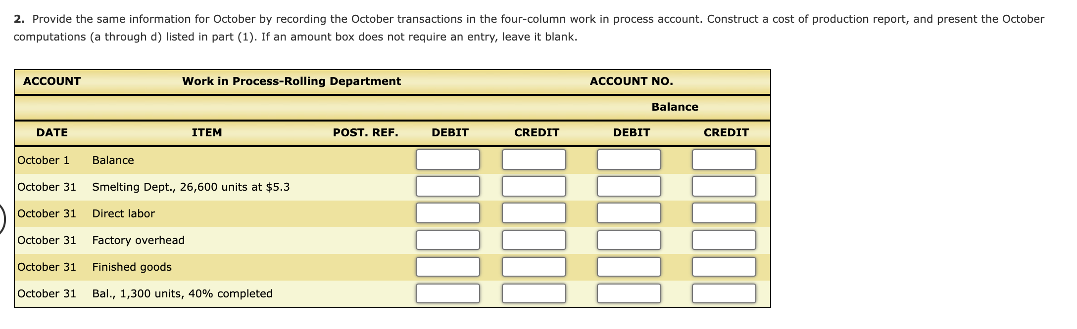 process. The inventory of Work in Process-Rolling on September 1 and debits