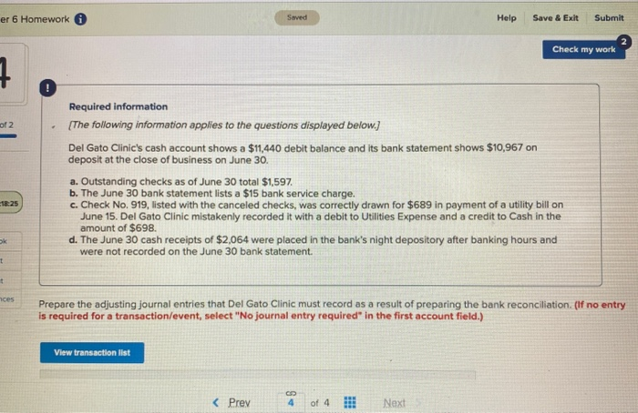  er 6 Homework Saved Help Save & Exit Submit Check my