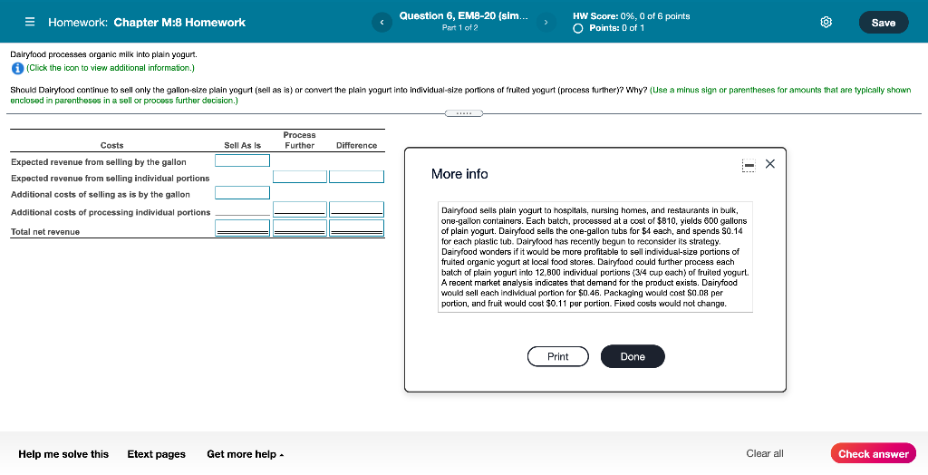 E Homework: Chapter M:8 Homework Question 6, EM8-20 (sim... Part 1