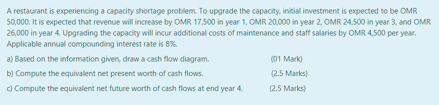 A restaurant is experiencing a capacity shortage problem. To upgrade the