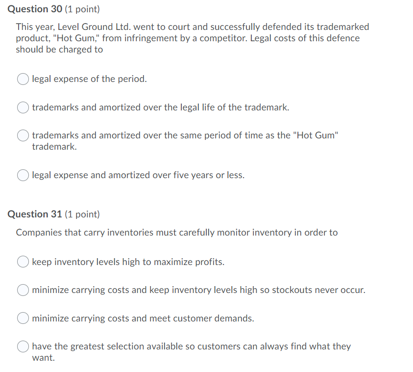 Question 30 (1 point) This year, Level Ground Ltd. went to