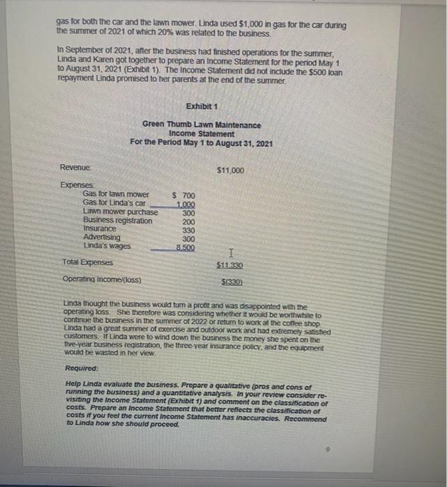 Maintenance - Cost Classification Linda Larose is a graduate student at Laurentian