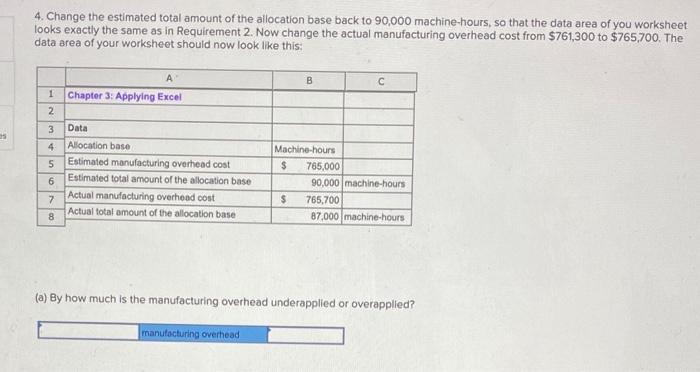 of the allocation base Actual manufacturing overhead cost Actual total amount of