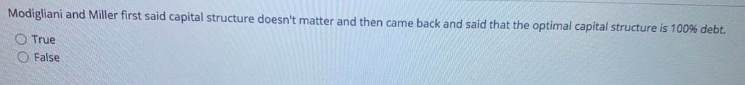 Modigliani and Miller first said capital structure doesn't matter and then
