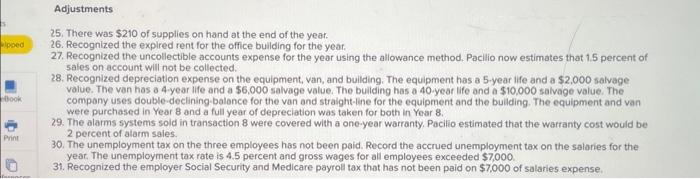 flows, Analysis its due tonight The account balances of Pacilio Security Services,