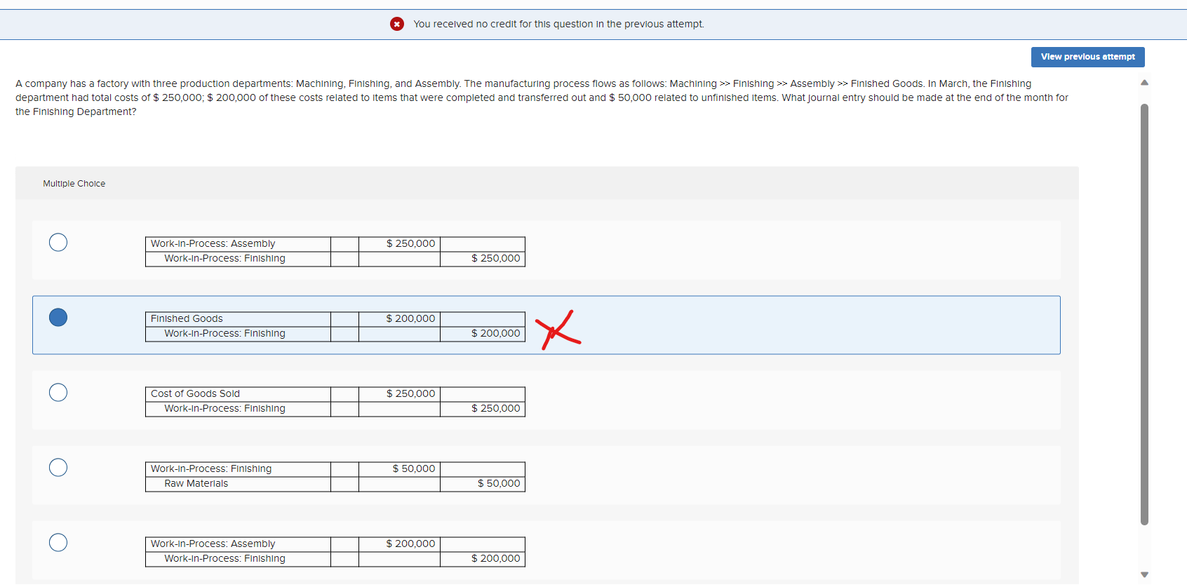 O You recelved no credlt for tills question In the previous attempt