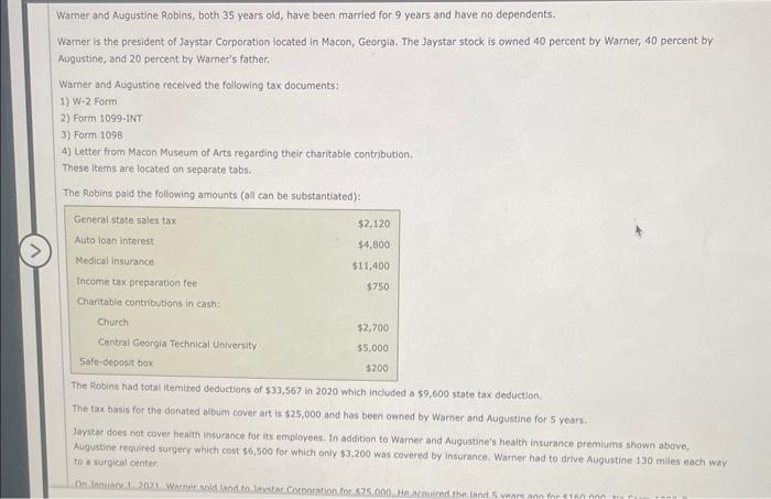  this is all the info i have Warner and Augustine Robins,