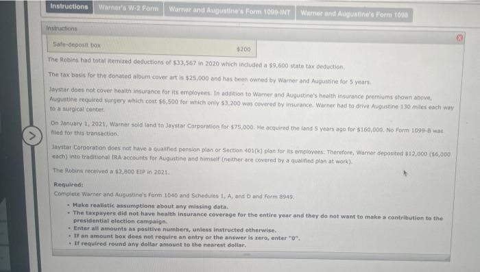 no dependents. Warner is the president of Jaystar Corporation located in Macon,