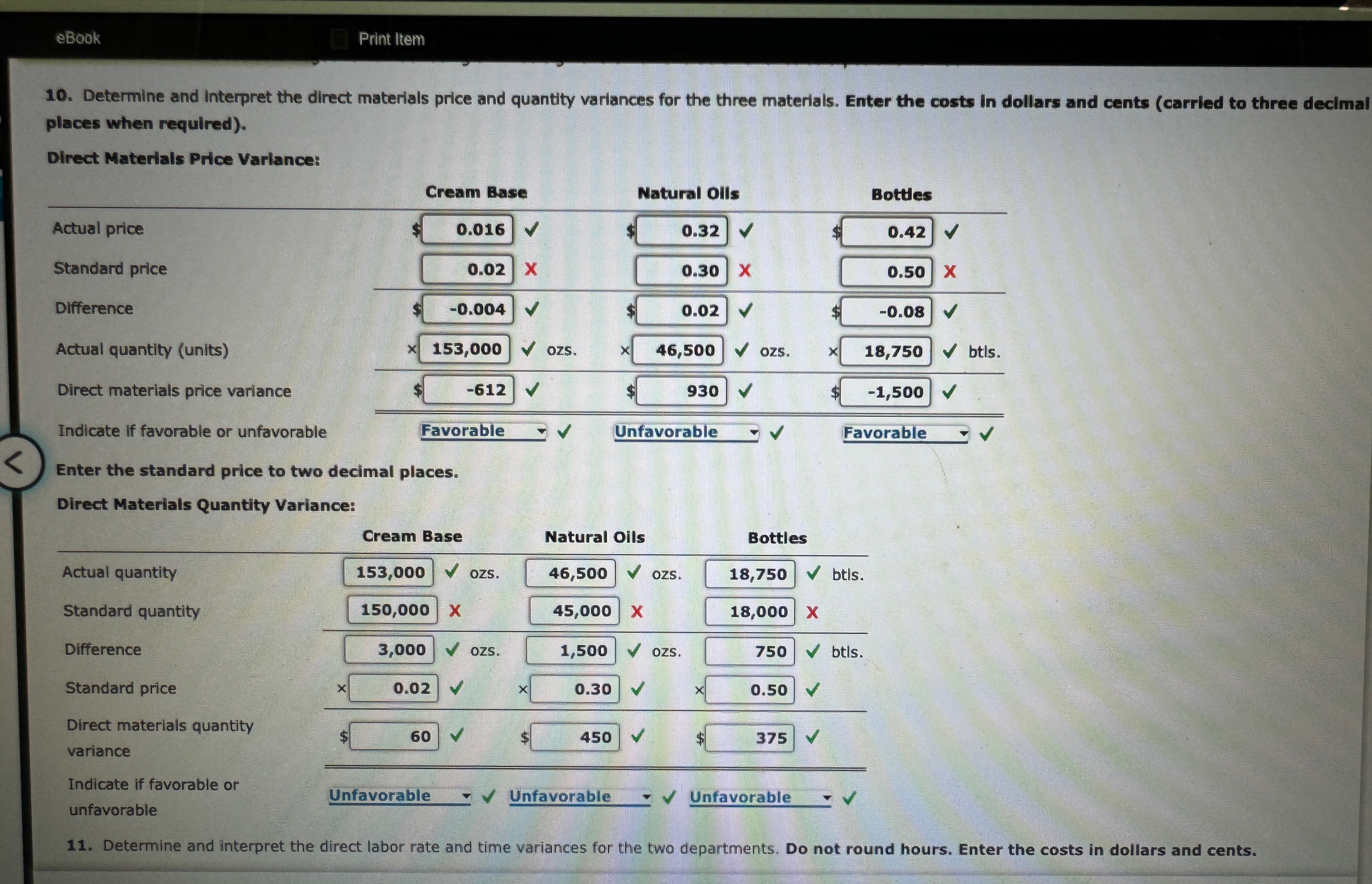  Part A 1. Determine the fixed and variable portions of the