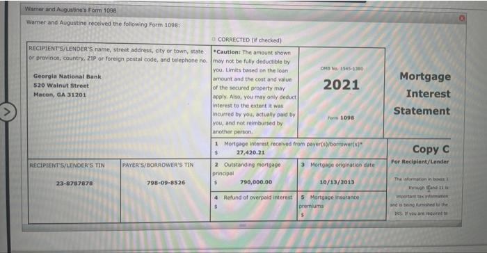 These items are located on separate tabs. The Robins paid the following