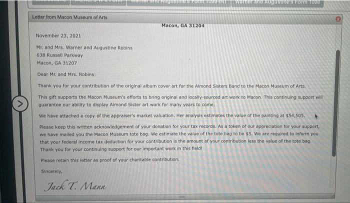 tasis for the donated abum cover art is $25,000 and has been