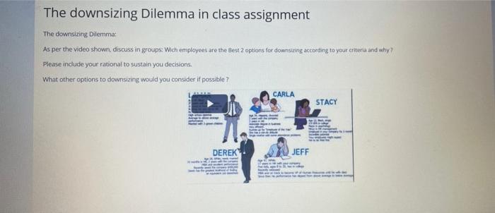  The downsizing Dilemma in class assignment The downsizing Dilemma As per