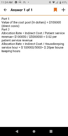Services. The patient services revenue and hours of housekeeping services for each