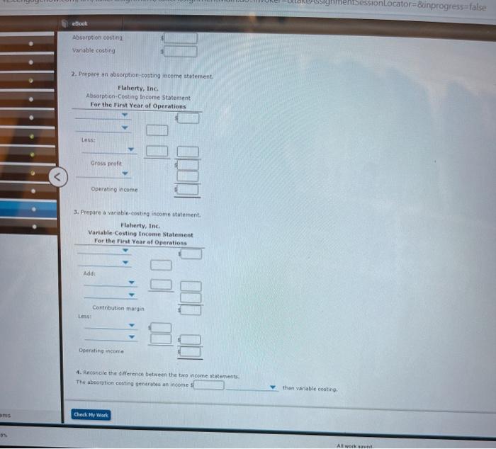 Inc., has just completed its list year of operations. The unit costs