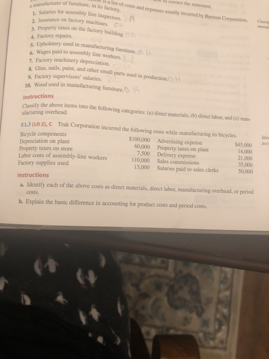  U trect the statement ually incurred by Barum Corporation list of