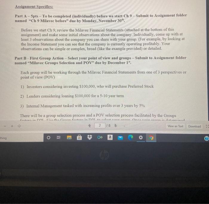  Assignment Specifics: Part A - 5pts - To be completed (individually)