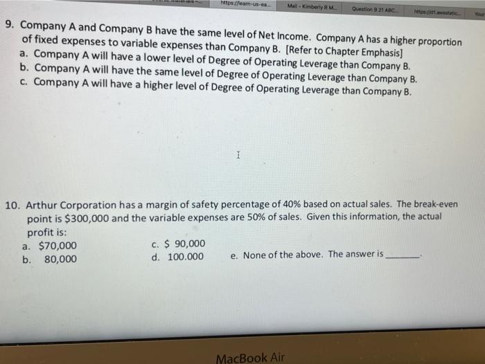  https://cam-05-0 Mail-Kmberly RM Question 9 21 ABC 9. Company A and