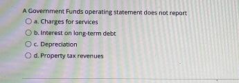  A Government Funds operating statement does not report O a Charges