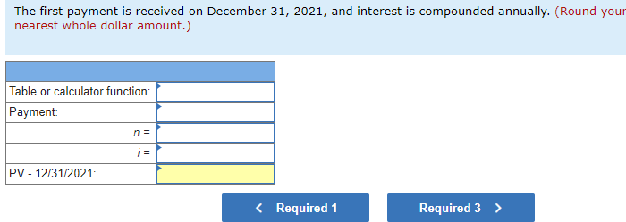 interest rate, determine the present value on December 31, 2021, of a
