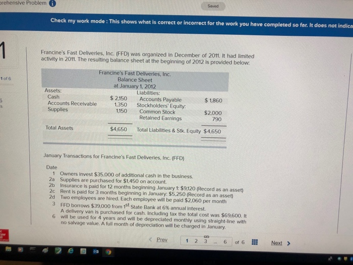 t-account balances. of 6 Answer is complete and correct. Credit FAST DELIVERIES,
