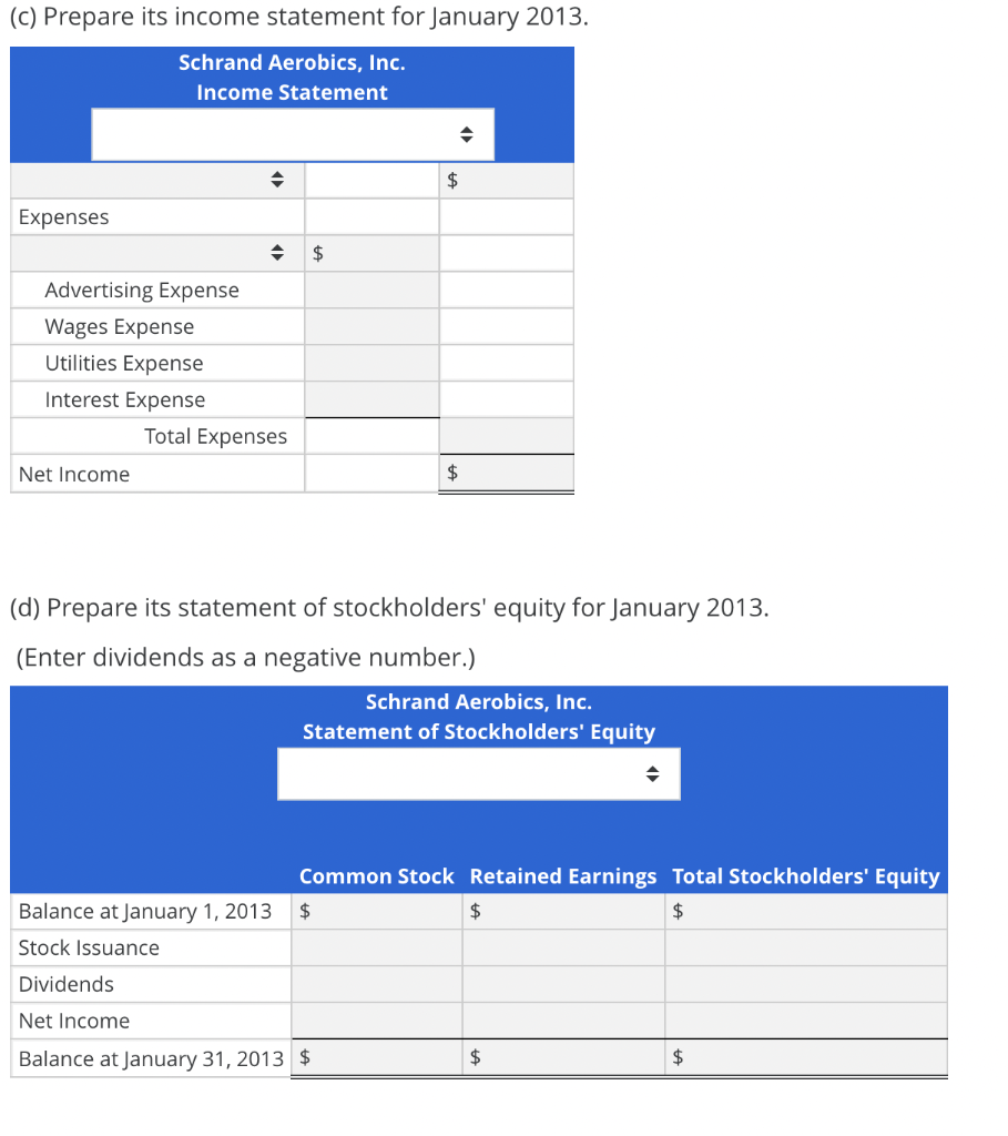 specializes in offering aerobics classes. On January 1, 2013, its beginning account