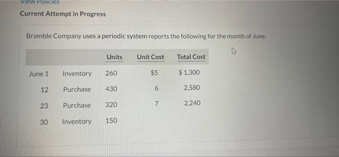 how to compute the units sold ? View Policies Current Attempt in