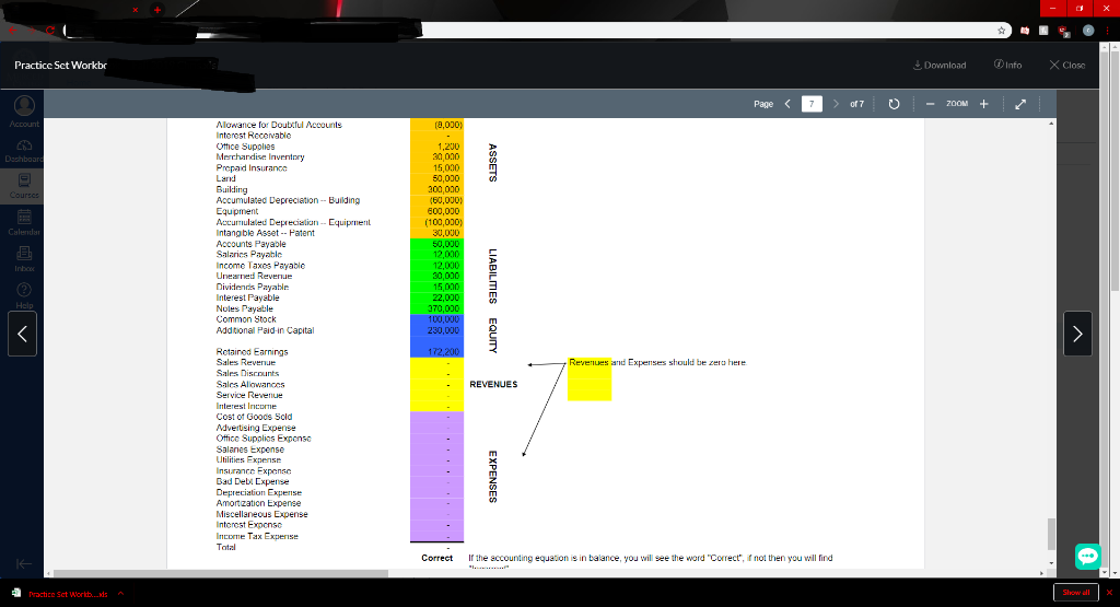Goods Sold worksheet, the ending account balances at December 31, 2005, the