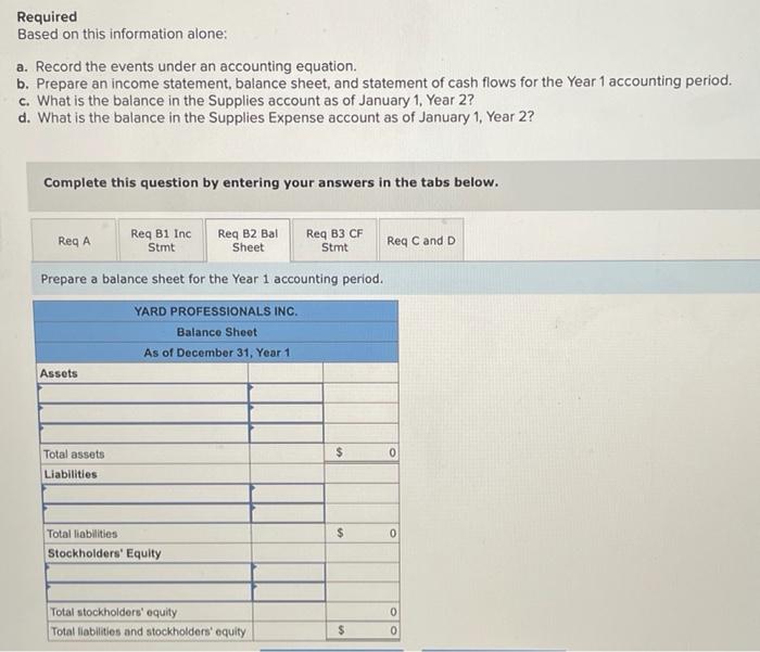 events in Year 1, its first year of operation: 1. Performed services