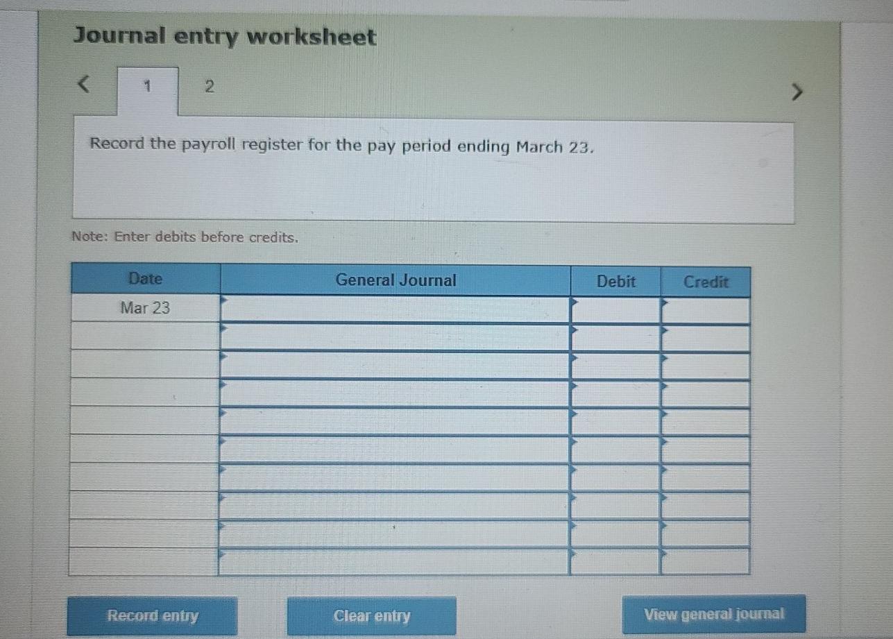 the relevant information in the proper columns of a payroll register and