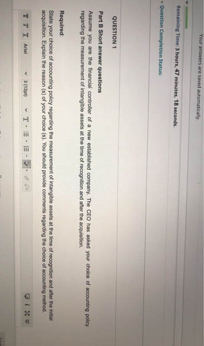  Your answers are saved automatically. Remaining Time: 3 hours, 47 minutes,