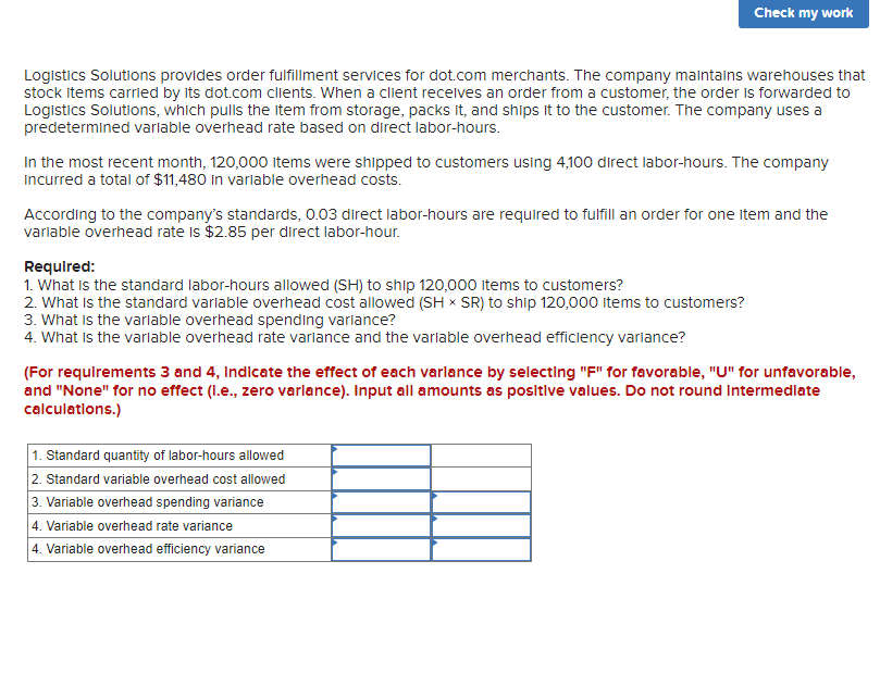 Check my work Logistics Solutions provides order fulfillment services for dot.com