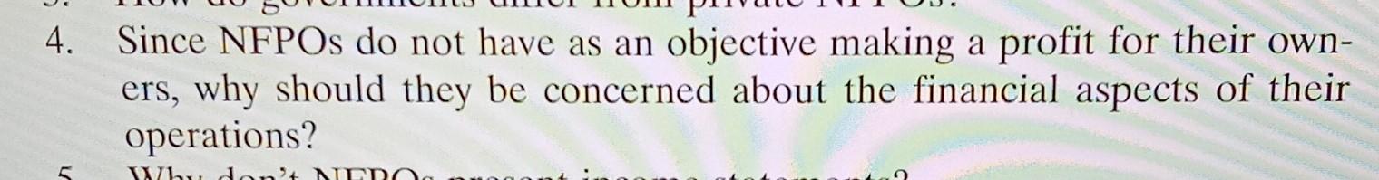 4. Since NFPOs do not have as an objective making a