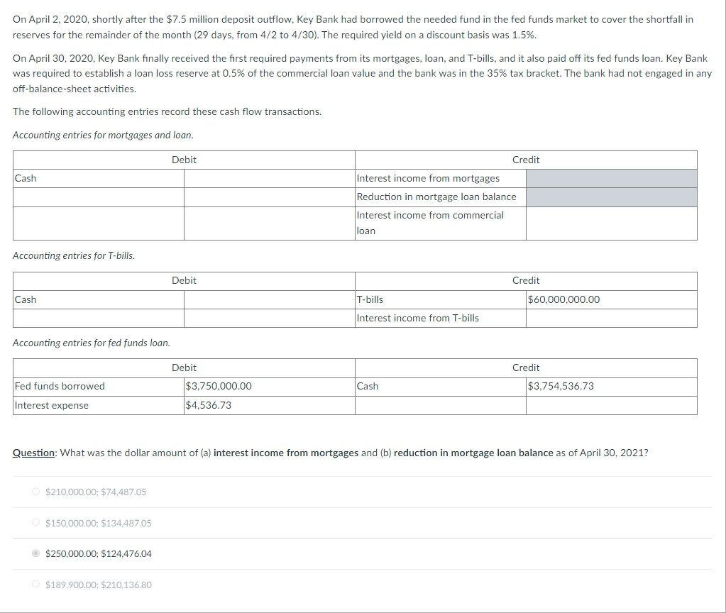  On April 2,2020, shortly after the $7.5 million deposit outflow, Key