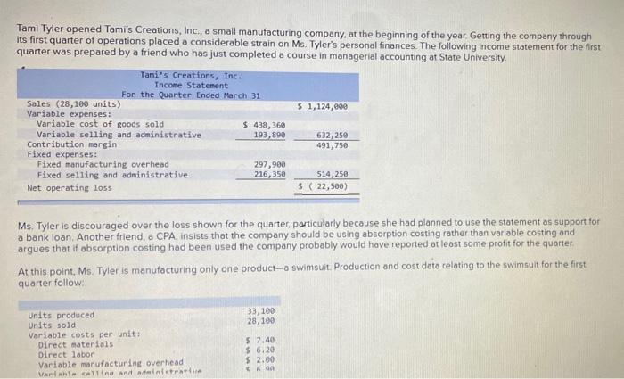 need help in all requirements. please add work/steps. thank you. Tami Tyler