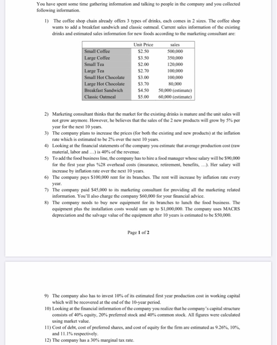 of business of offering small foods and snacks. The CEO of the