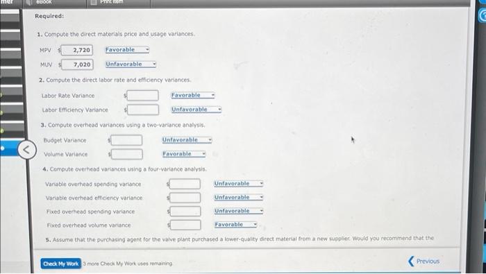 Basic Variance Analysis, Revision of Standards, Journal Entries Petrillo Company produces engine