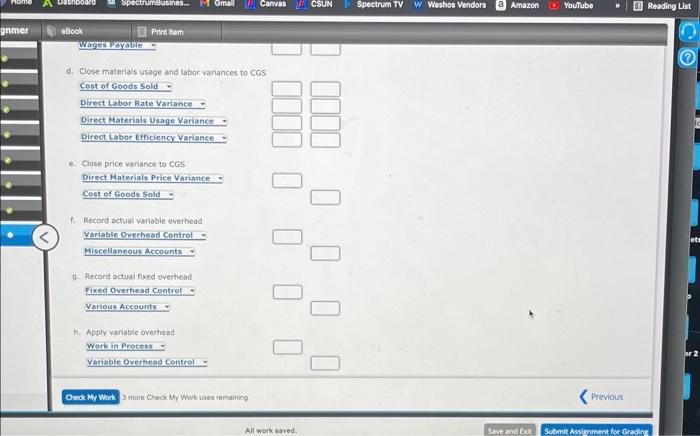 production costing and control. The standard cost sheet for one of its