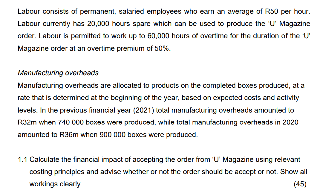 TP has received an order from 'U' Magazine for the delivery of