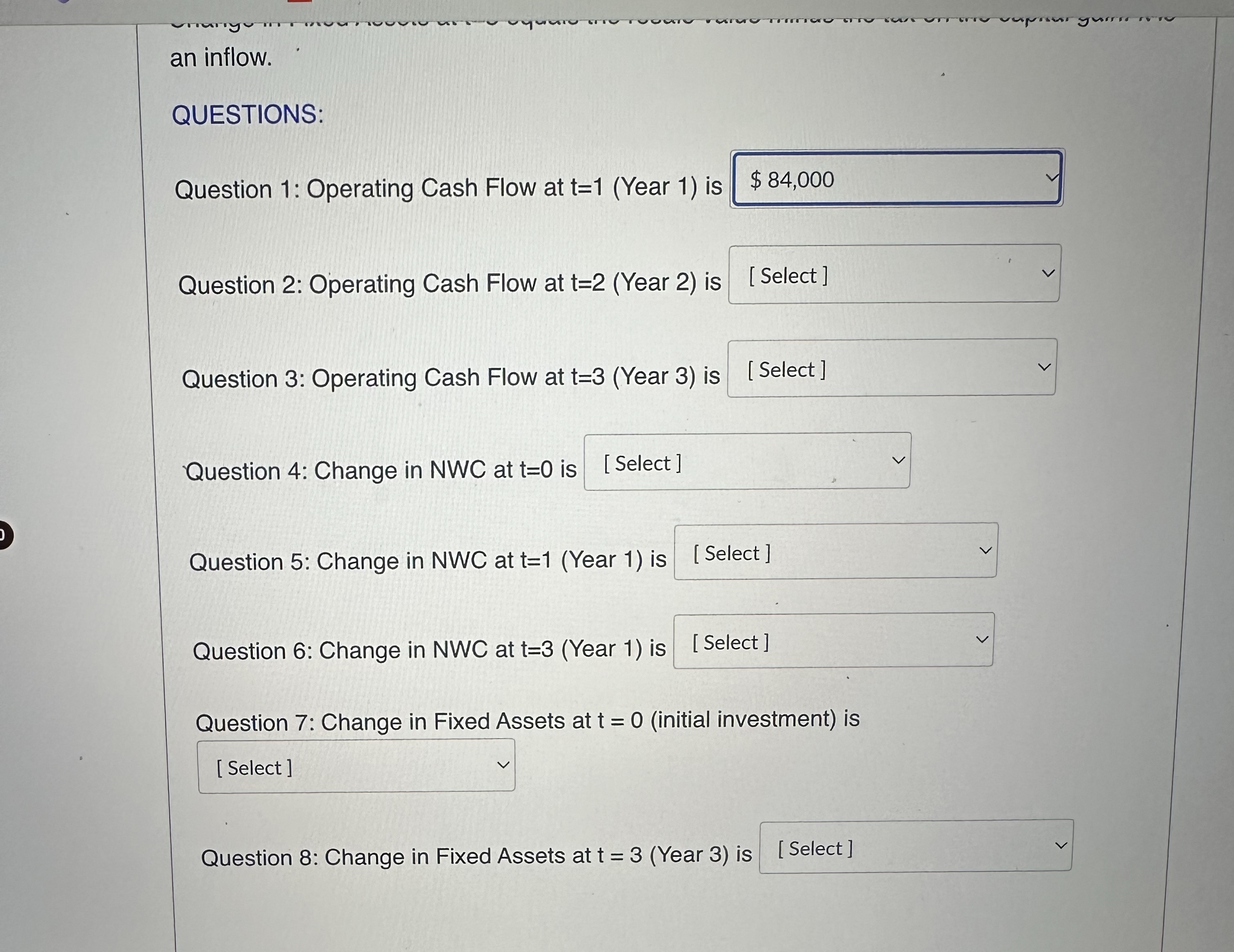  THIS PROBLEM HAS 8 QUESTIONS. EACH QUESTION HAS 4 POSSIBLE ANSWERS.