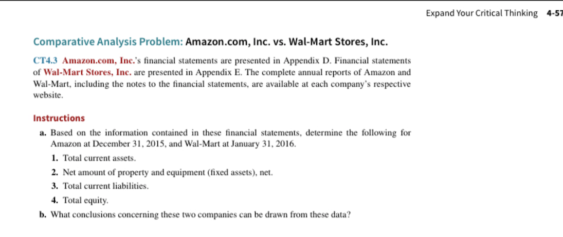  Expand Your Critical Thinking 4-57 Comparative Analysis Problem: Amazon.com, Inc. vs.